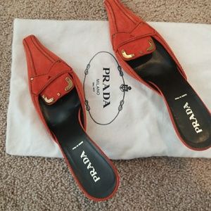 Prada suede slip on shoes